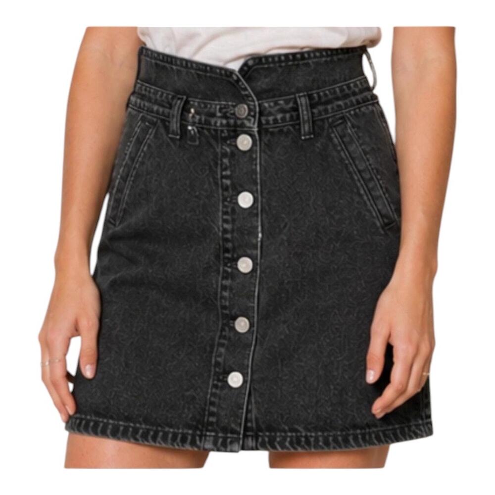 Pilcro Denim button Skirt Women 14 Black
